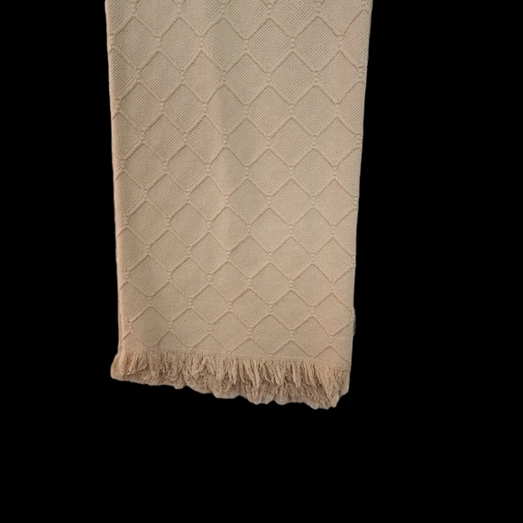 Texteis Penedo Texture Abstract Fringed Taupe Throw Blanket  51"x 70" - Picture 2 of 4